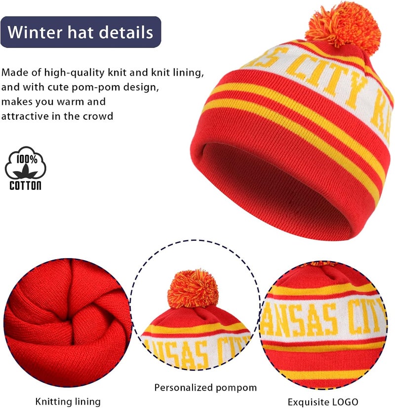 mtstaowe Vintage Classic Skull Cap Beanie Hat Cuffed Winter Hat Knit Comes with Warm Gloves Gifts for Men Women Fans - Image 2